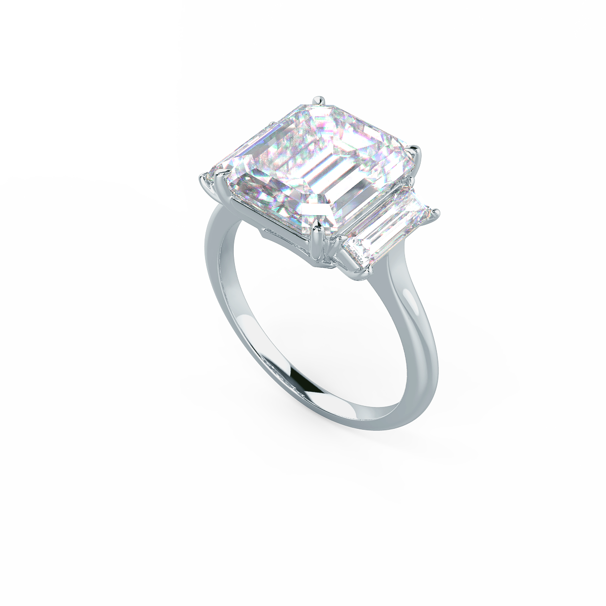 Emerald Cut 3 Stone Ring