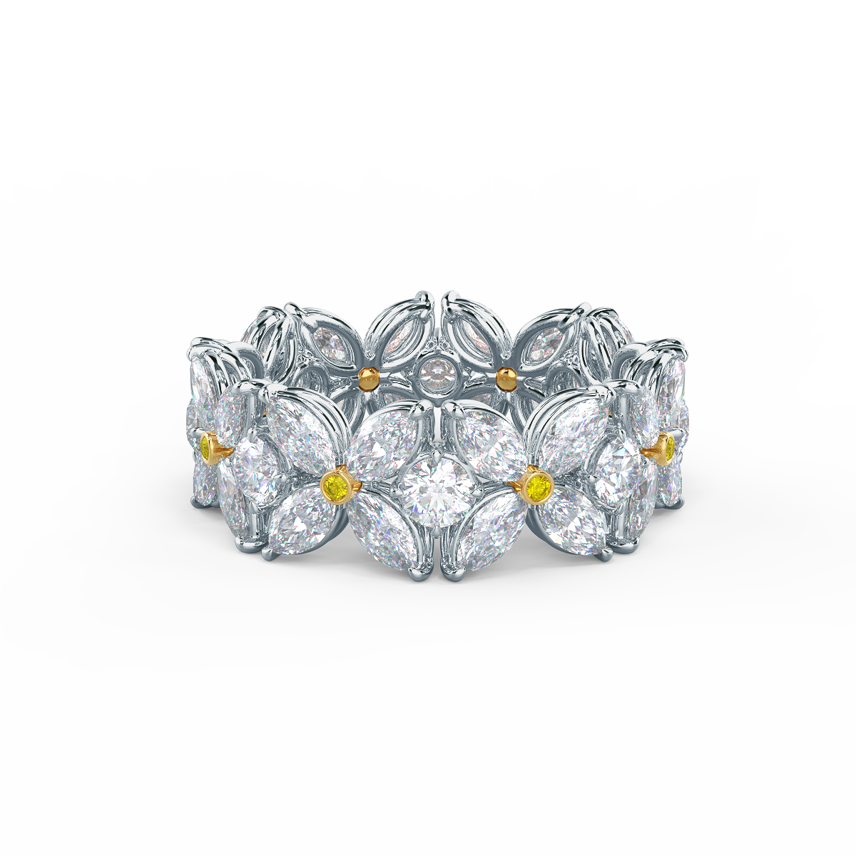 Floral Yellow Diamond Eternity Band