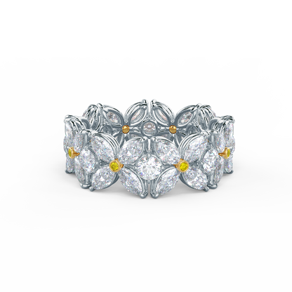 Floral Yellow Diamond Eternity Band