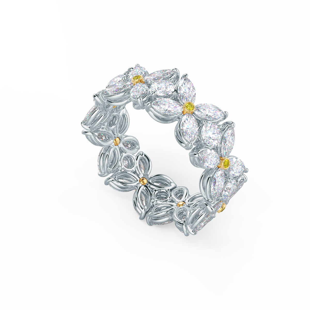 Floral Yellow Diamond Eternity Band