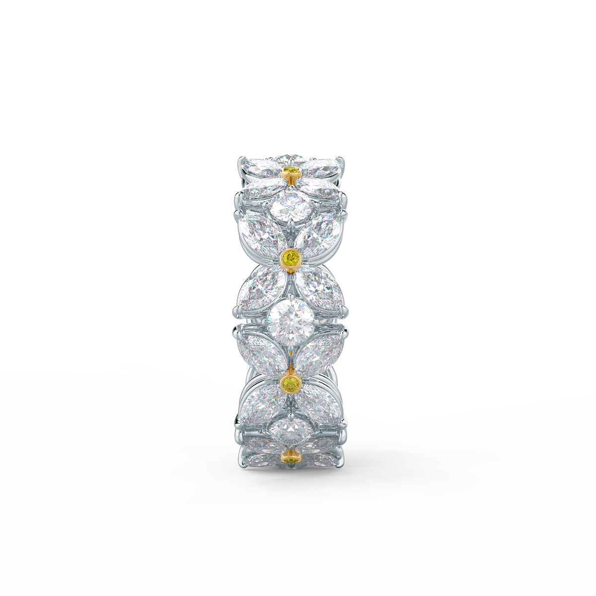 Floral Yellow Diamond Eternity Band