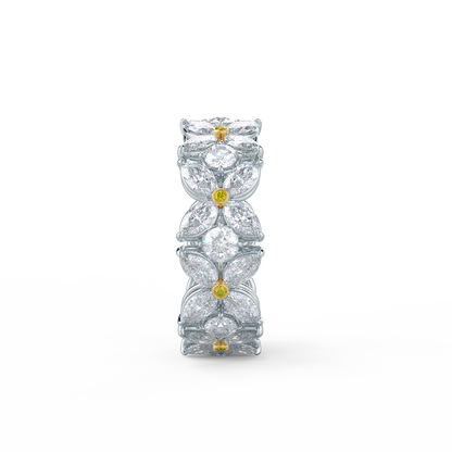 Floral Yellow Diamond Eternity Band