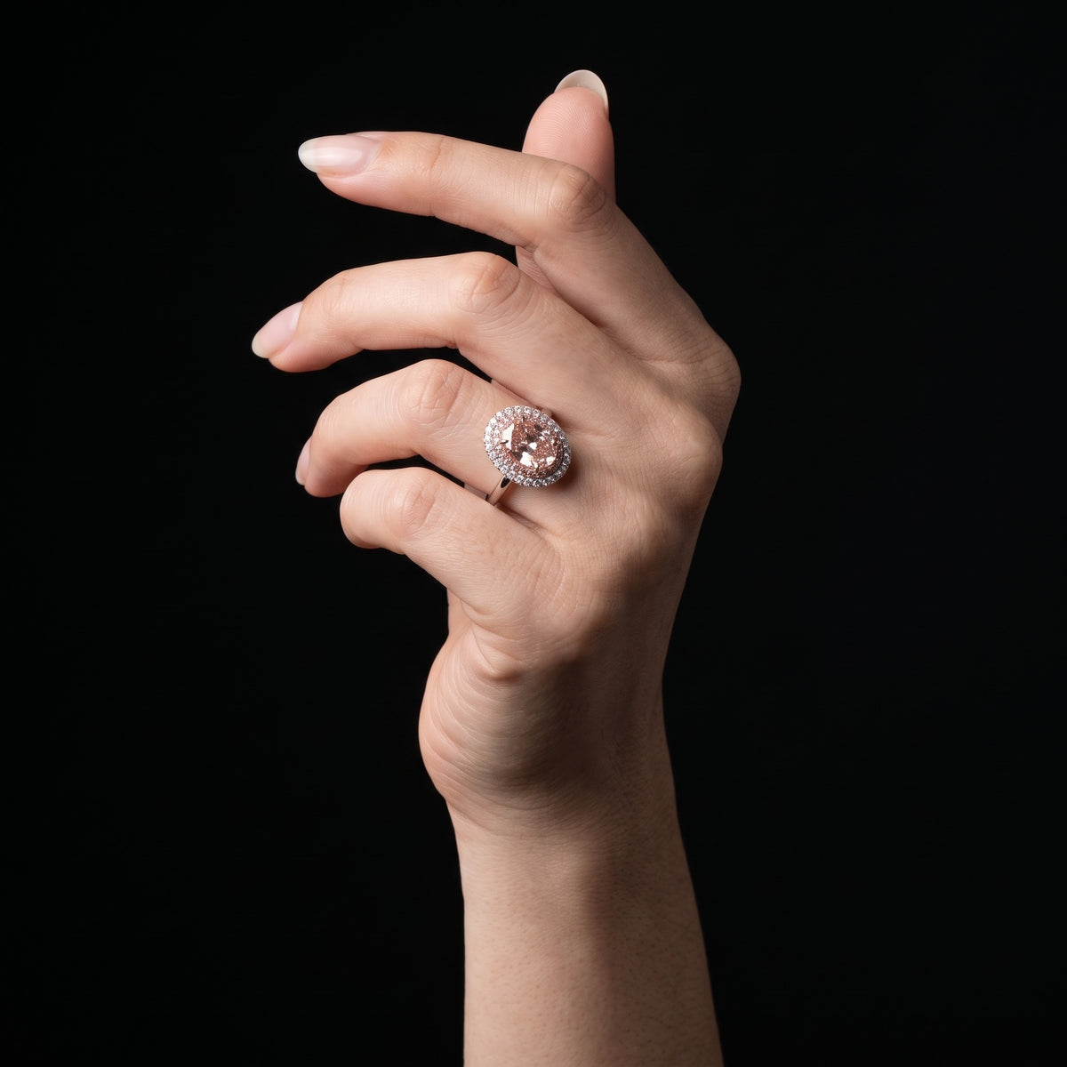 Pink Diamond Double Halo Ring