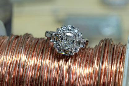 Cushion & Step-Cut Diamond Halo Ring