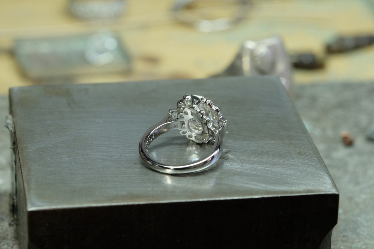 Cushion & Step-Cut Diamond Halo Ring