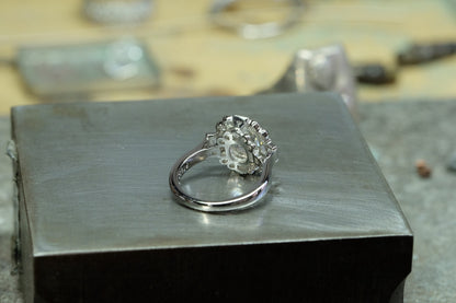 Cushion & Step-Cut Diamond Halo Ring