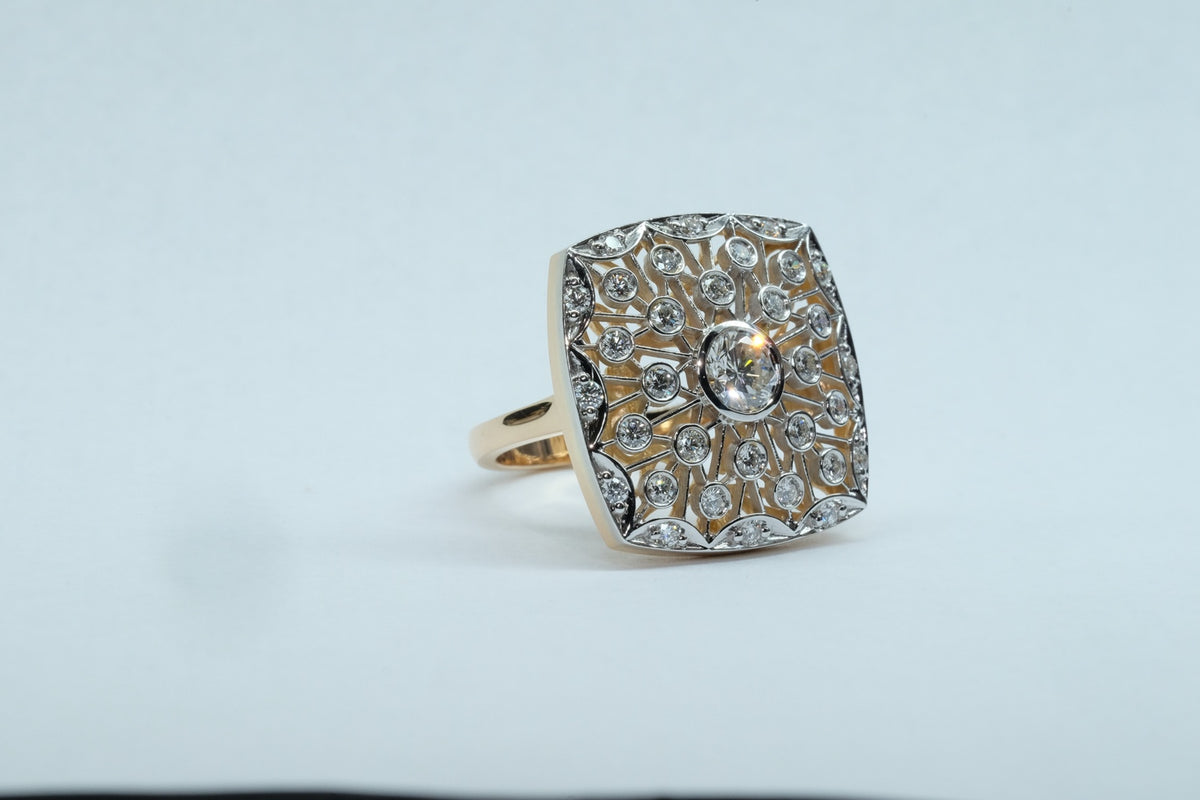 Diamond Openwork Panel Ring, front view