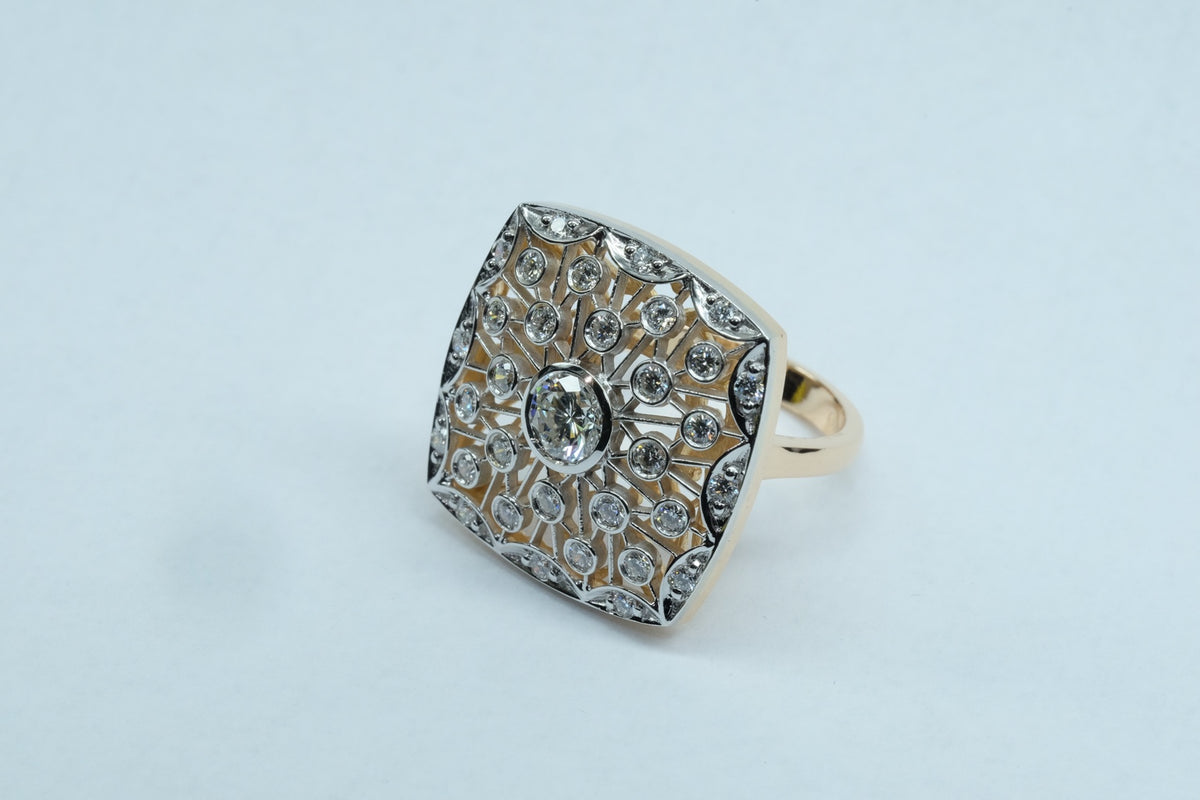 Diamond Openwork Panel Ring, angled front view