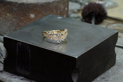 Two diamond nesting bands worn together