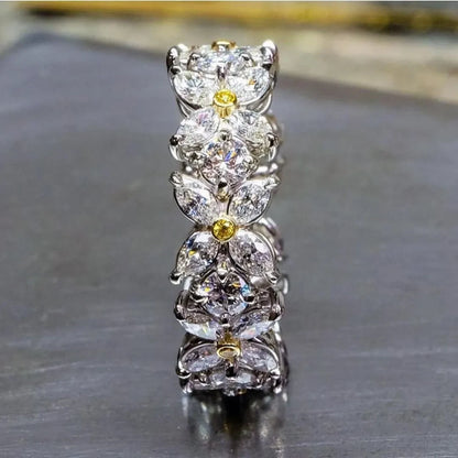 Floral Yellow Diamond Eternity Band