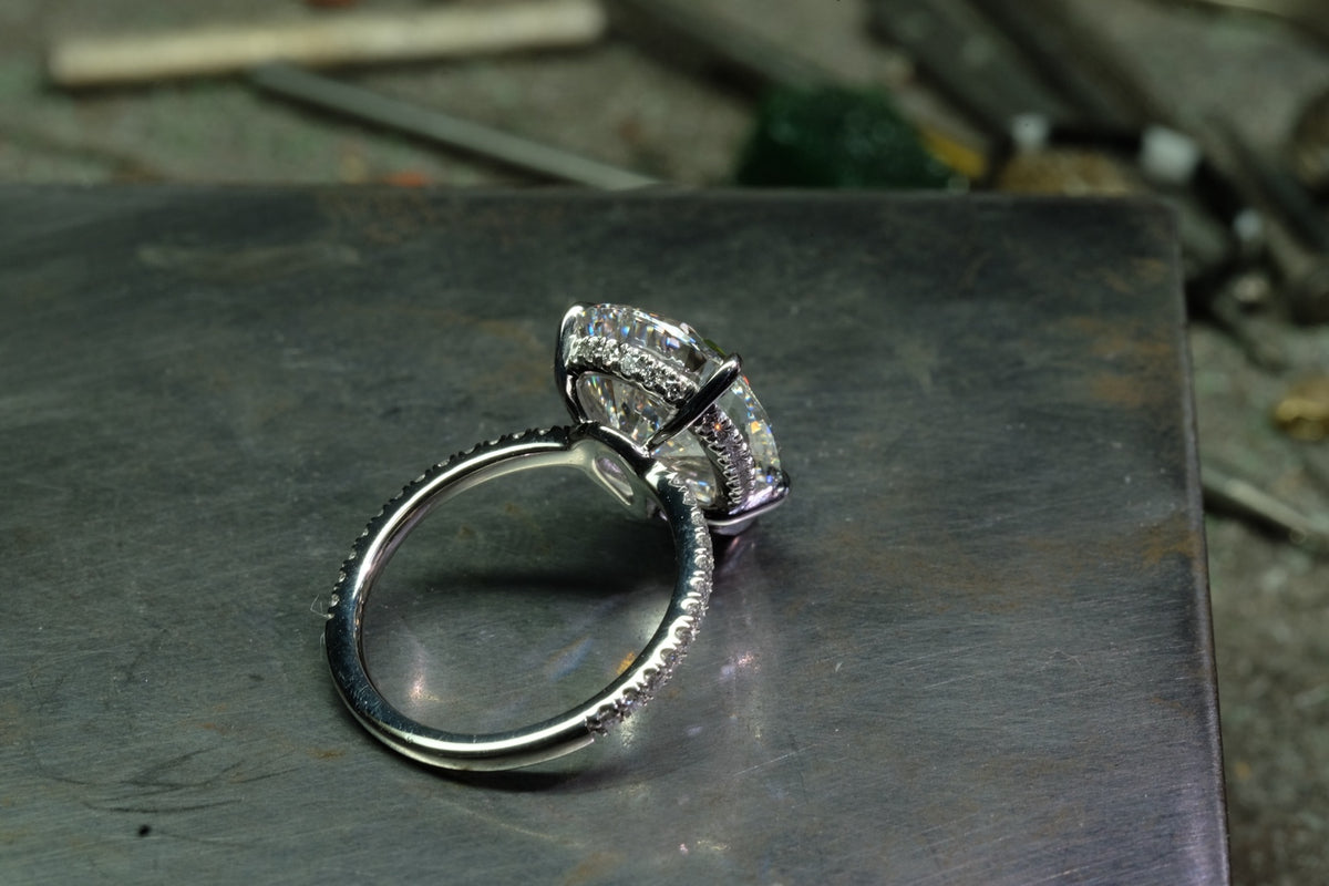 Offset Pear Diamond Solitaire Ring, reverse gallery view