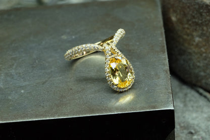 Oval Yellow Diamond Drop Ring