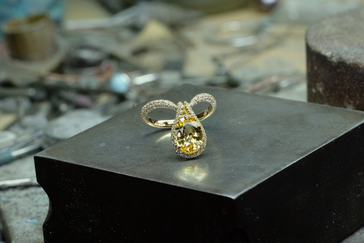 Oval Yellow Diamond Drop Ring