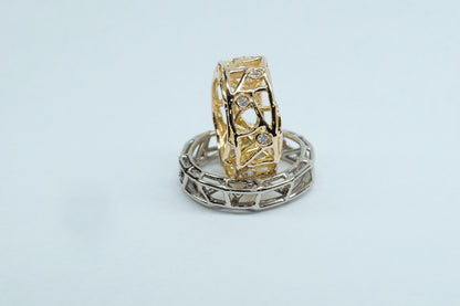 Platinum & Yellow Gold Openwork Bands, view 2