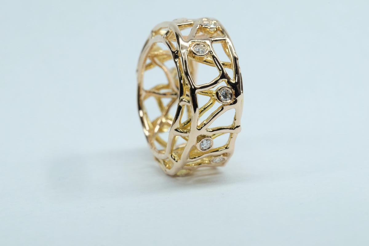 Platinum & Yellow Gold Openwork Bands, view 3