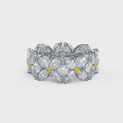 Floral Yellow Diamond Eternity Band